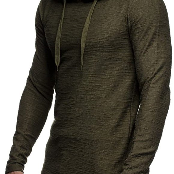 COPY - LEIF NELSON Men's Large Oversized Slim Fit Hoodie Khaki LN6300 - Picture 1 of 6